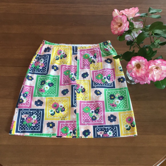 Vintage Floral Frogs Patchwork retro skirt skort polka dots frogs flowers 🌸 🐸 - Picture 4 of 16